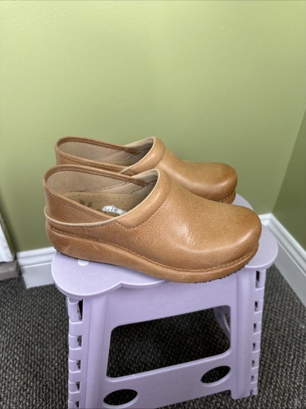 Dansko Platform Pro Clogs Honey Distressed Leather Slip On Comfort Womens EU 39